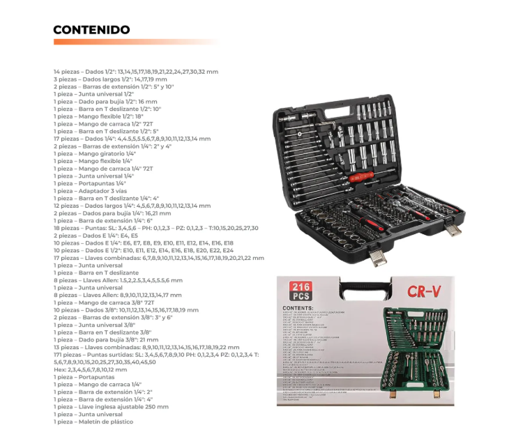 Miniatura 2 de Juego De Herramientas Profesional 216 Pi